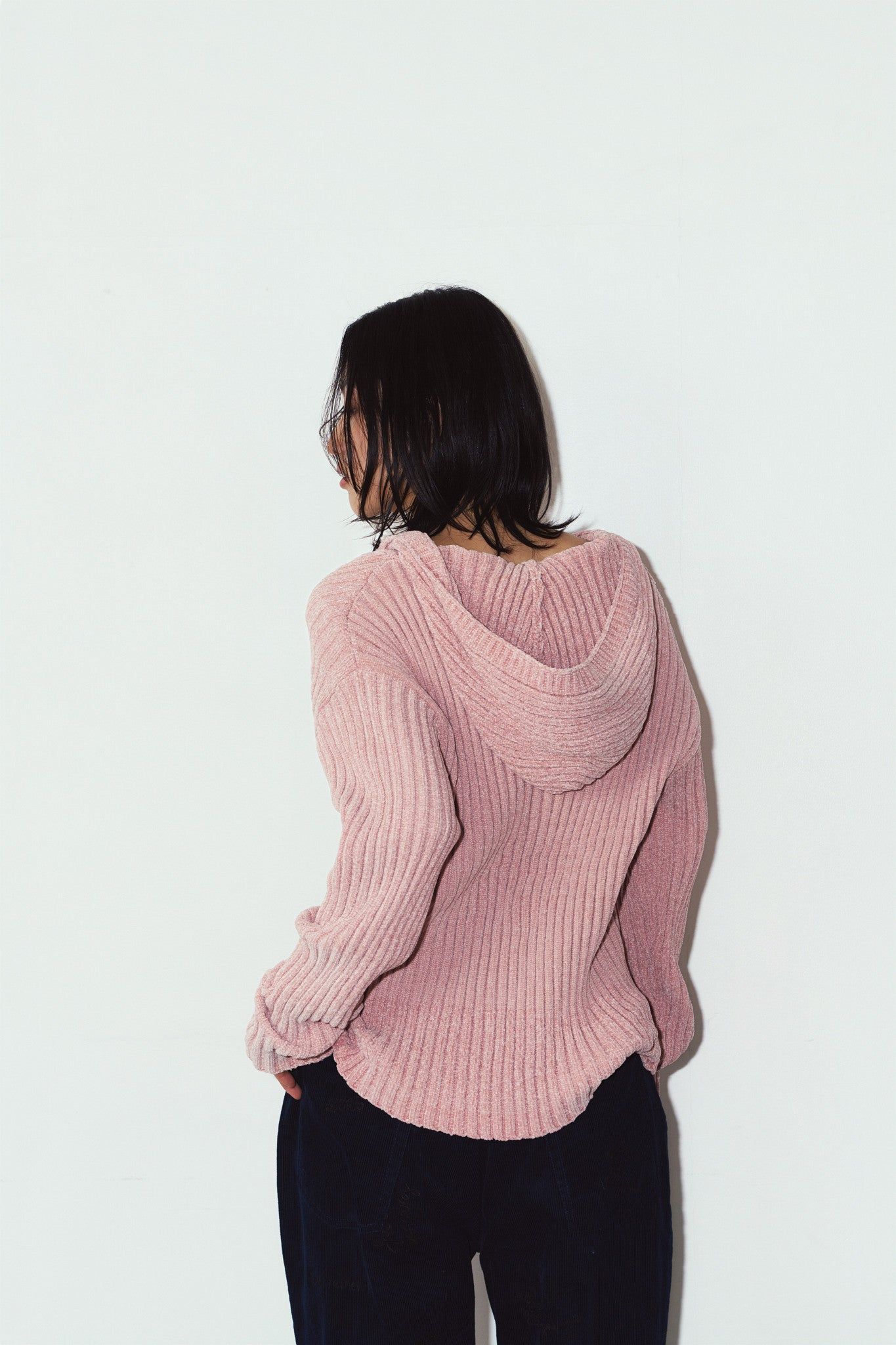 ブークレ ニット フーディ (ピンク) rib hoodie boucle knit (Pink) / 26AW