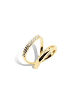 【即納】DOUBLE STRING MOISSANITE RING / ダブル ストリング モアサナイト リング STERLING SILVER 925 9号/11号 (ゴールドベルメイユ)