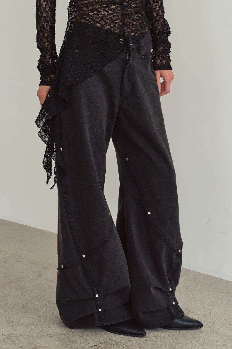 カーブ ユーティリティデニムパンツ (ブラック) curve utility denim pants(Black) (Blue) / 26AW