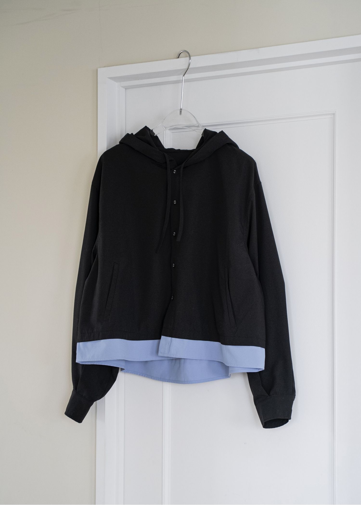 UVカット フーディトップス (ブラック) UV cut layered hem shirt hoodie tops (Black) /  26SS
