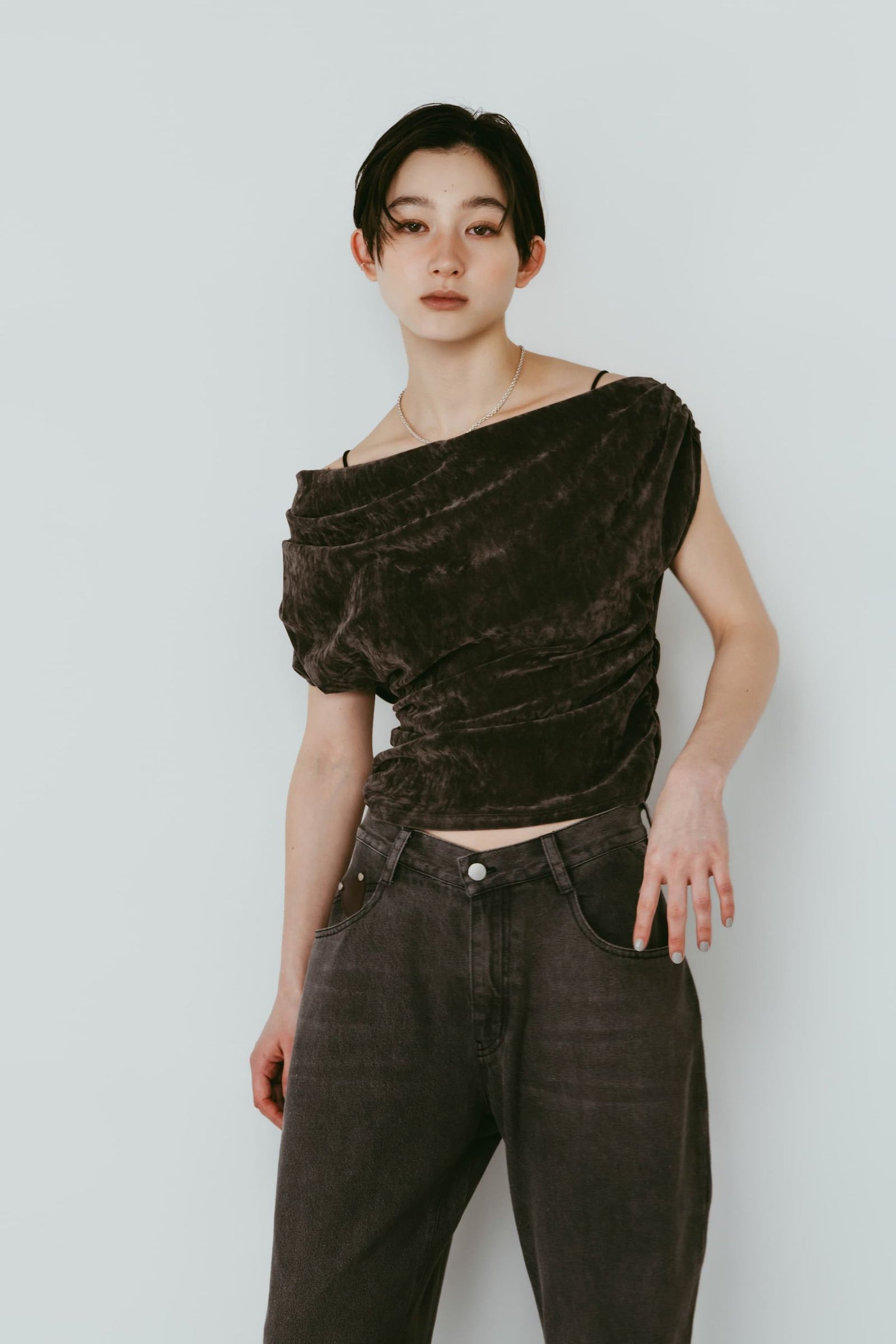 シアーベロア トップス (グレー) sheer velour top (Gray) /  26SS