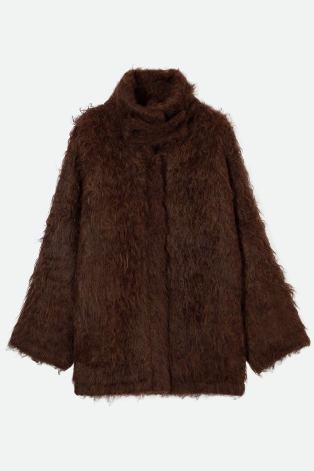 NOUNLESS - BIG COLLAR KNIT FUR JACKET (CHOCO) / ビッグカラーニット