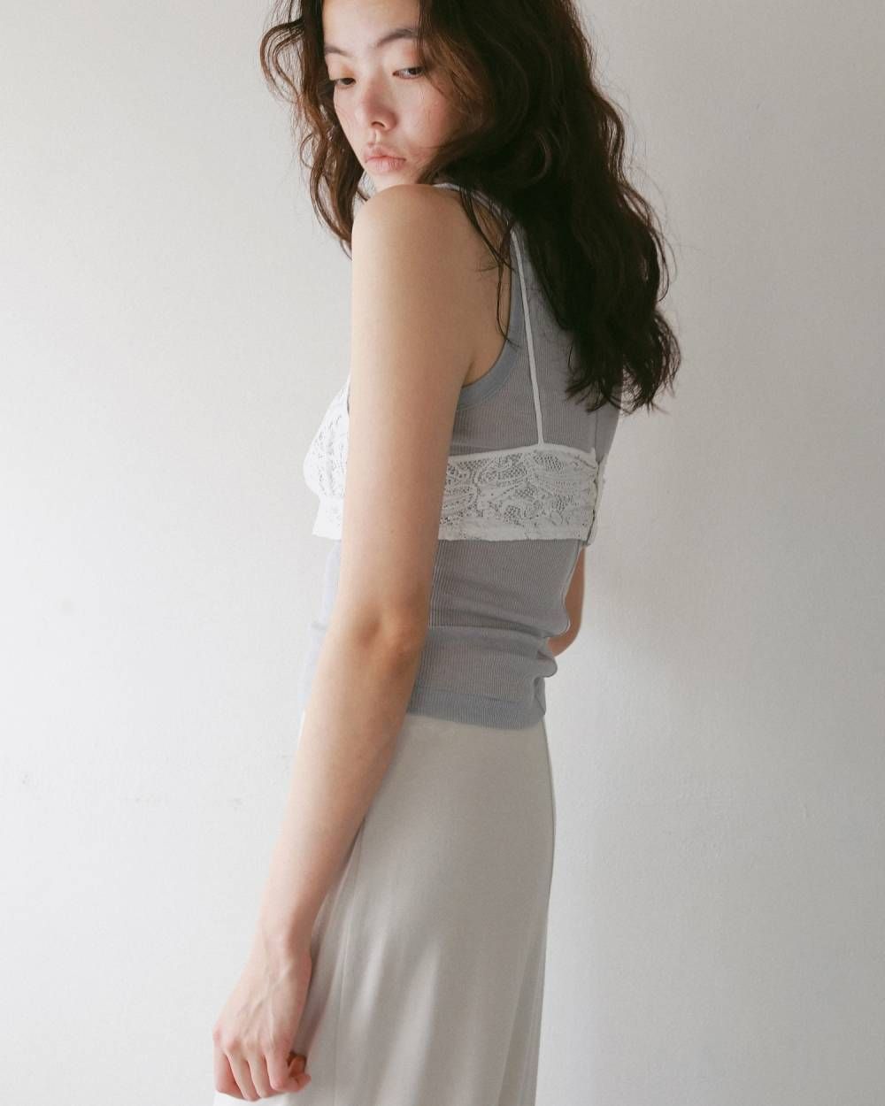 ウールタンクトップ (アイスブルー) Wool Rib Tanktop (Iceblue) / 27SS
