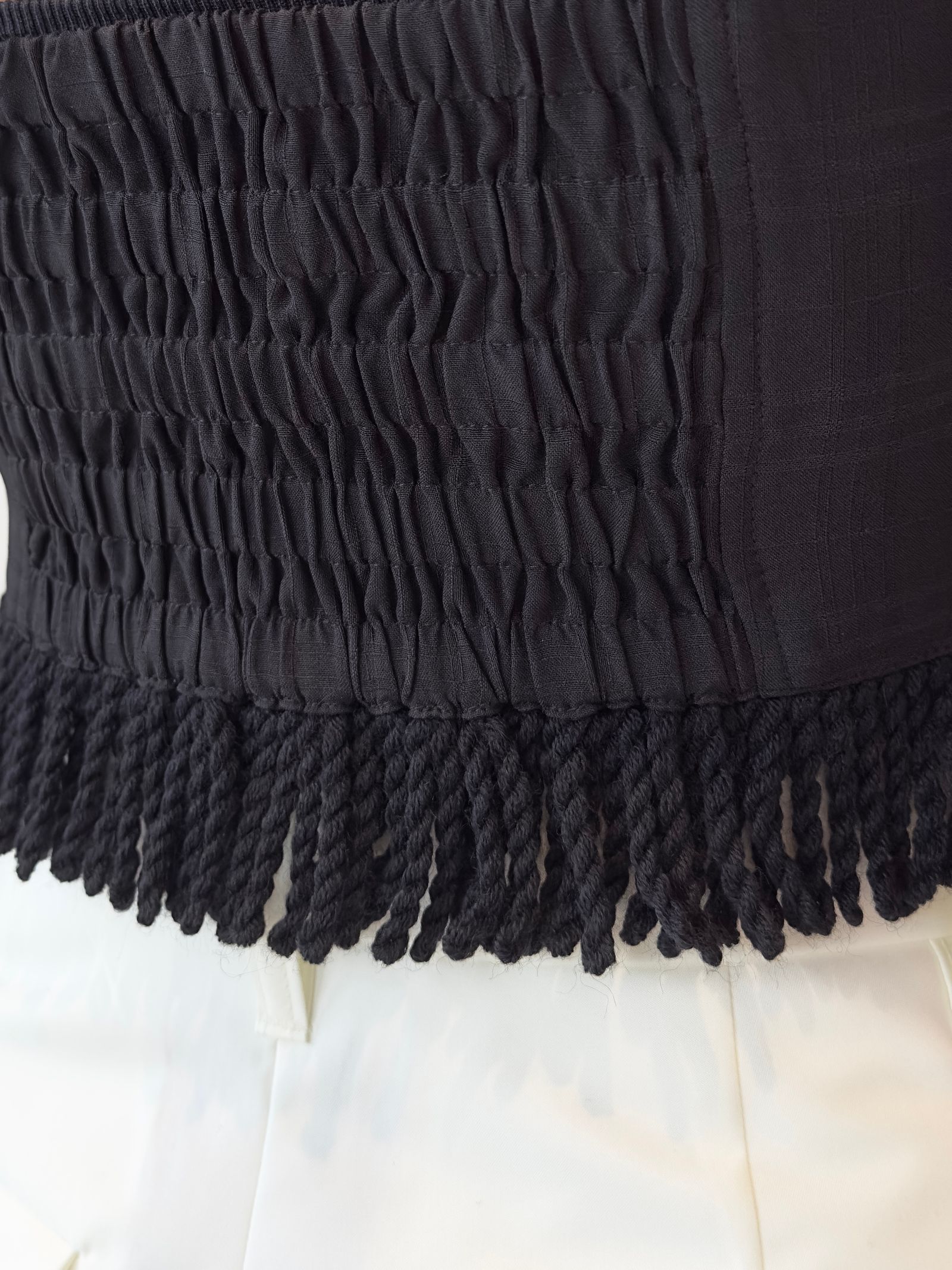 CHECK FRINGE BARE BUSTIER (NOIR) / チェックフリンジベアビスチェ ノワール