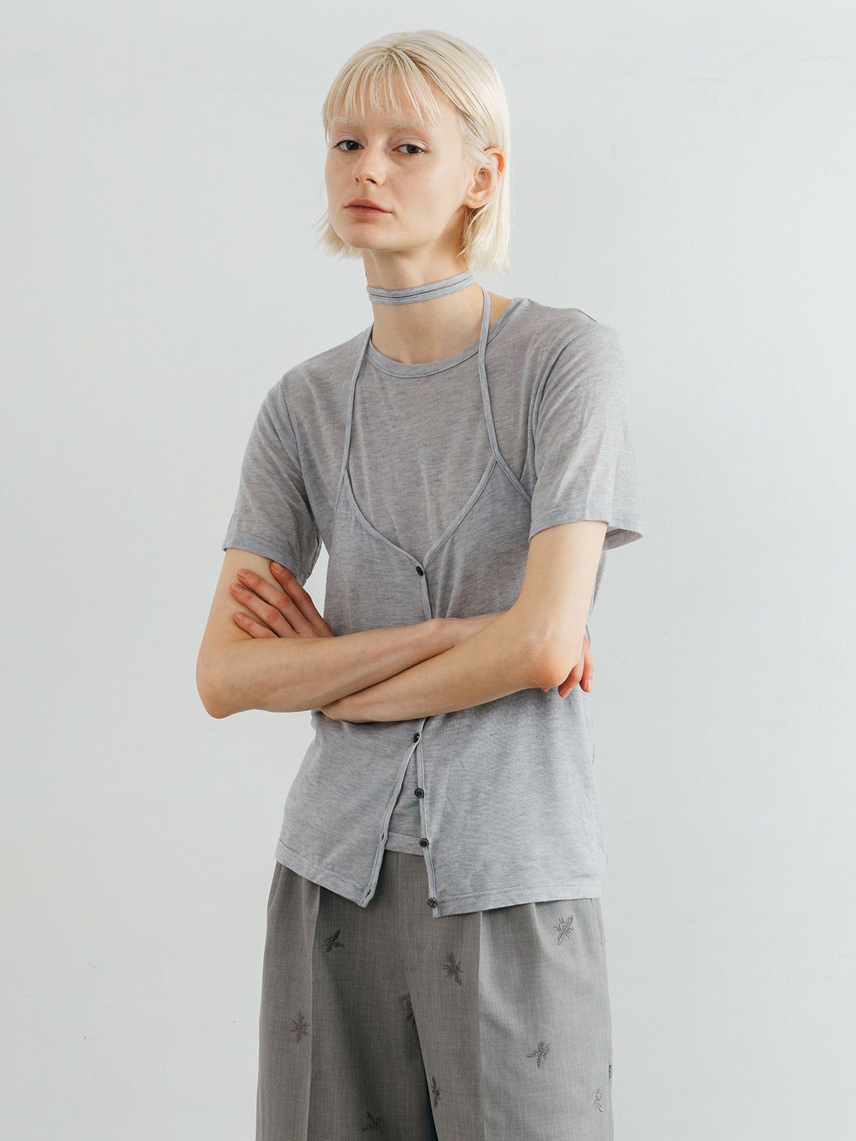 レイヤードカットトップス (グレー) LAYERED CUT TOPS (Gray) /  26SS