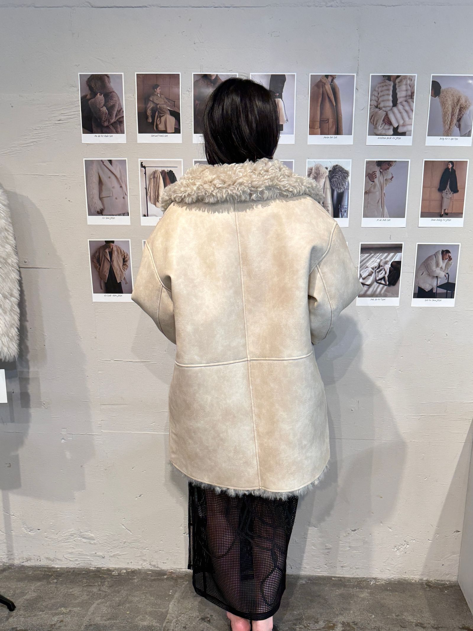 【25AW】Vintage Like Fake Mouton Reversible Coat (クリーム) / ヴィンテージライクムートン リバーシブルファーコート / エコファー / フェイクファー