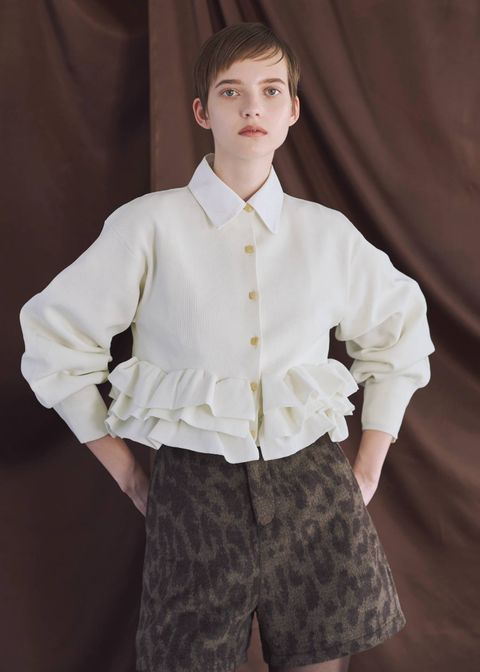 フリルニットカーディガン (アイボリー) hem ruffle frill knit cardigan (Ivory) /  26SS