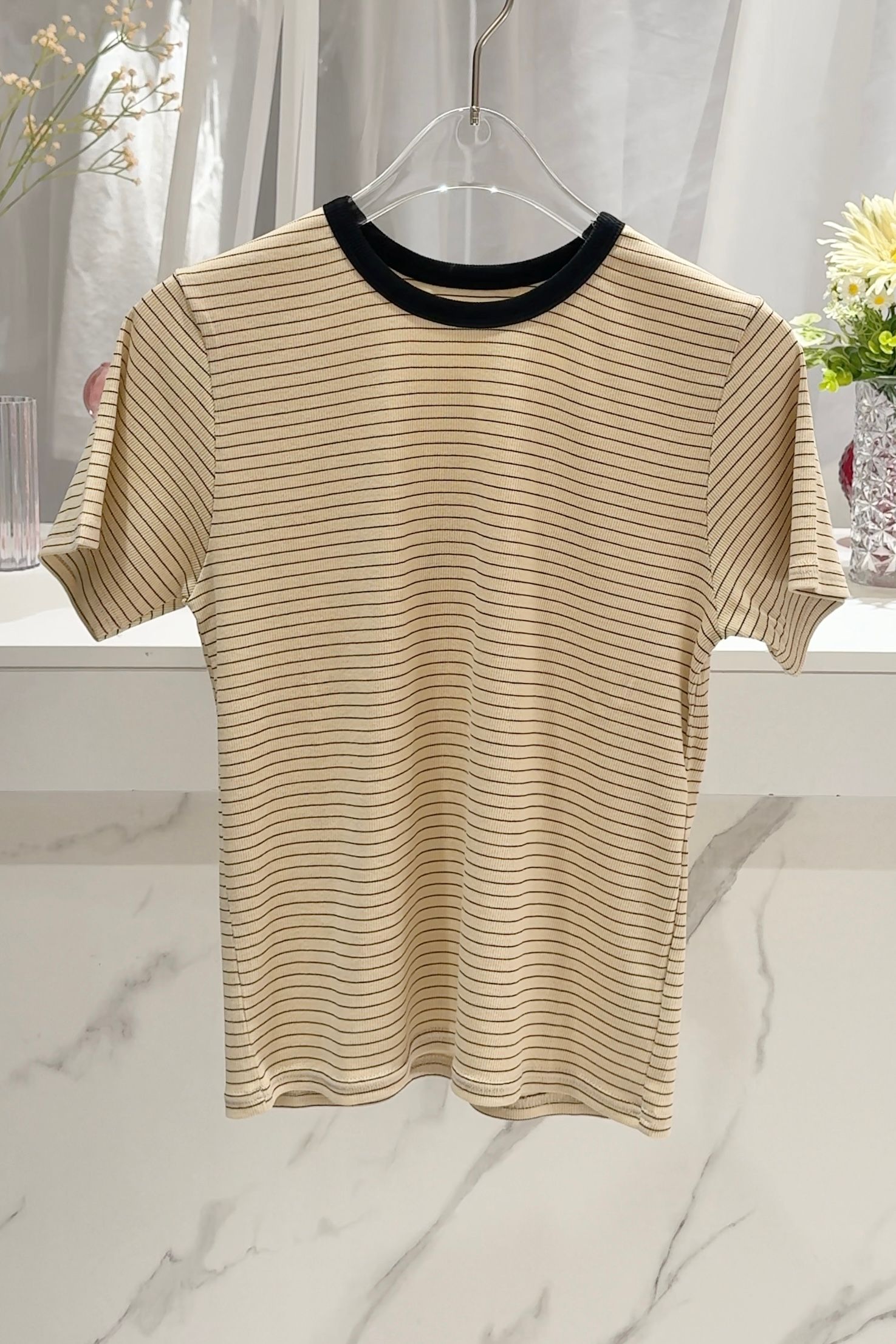 コンフォートスリムボーダーTシャツ (ベージュ) Slim Border T-shirt (Beige) /  26SS