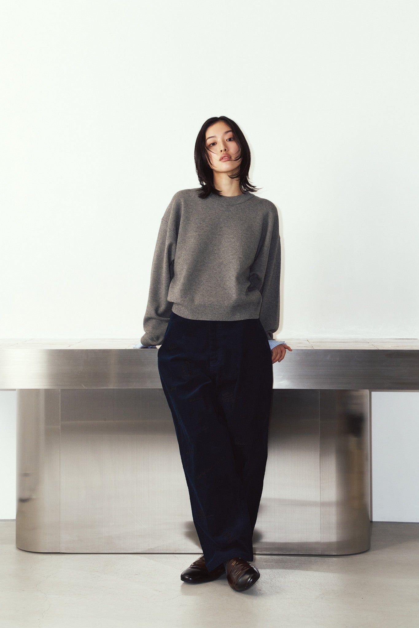 【LADIESサイズ】2ウェイ ノームコア ニット (グレー) 2way cuffs normcore knit (Gray) / 26AW