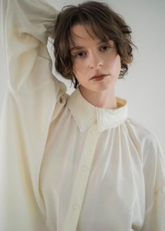 collar & cuffs triple layered over SH (Natural) / トリプルレイヤード オーバーシャツ (ナチュラル) / 26SS