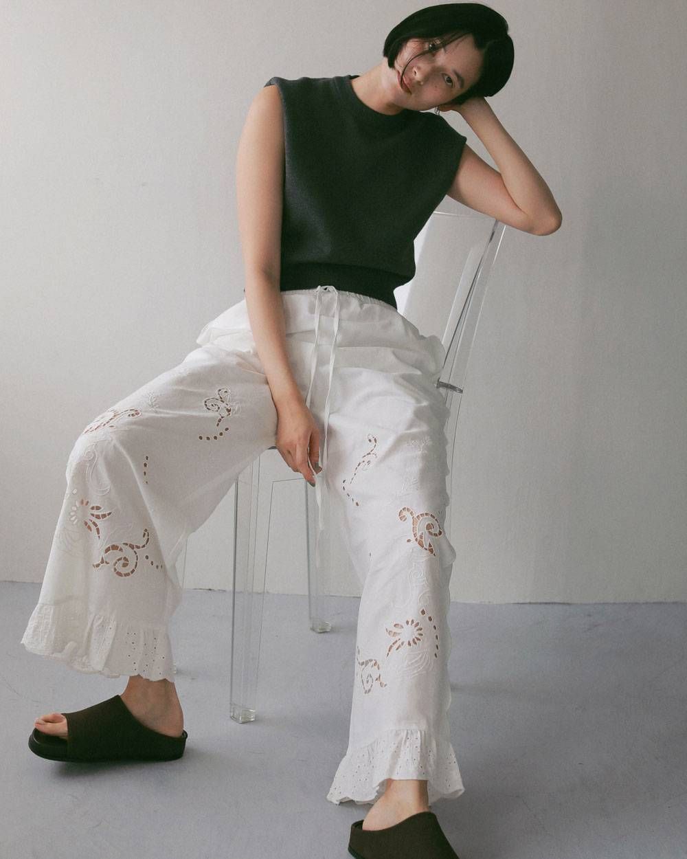 カットワーク レースパンツ (ホワイト) Cutwork Lace Pants (White) / 27SS