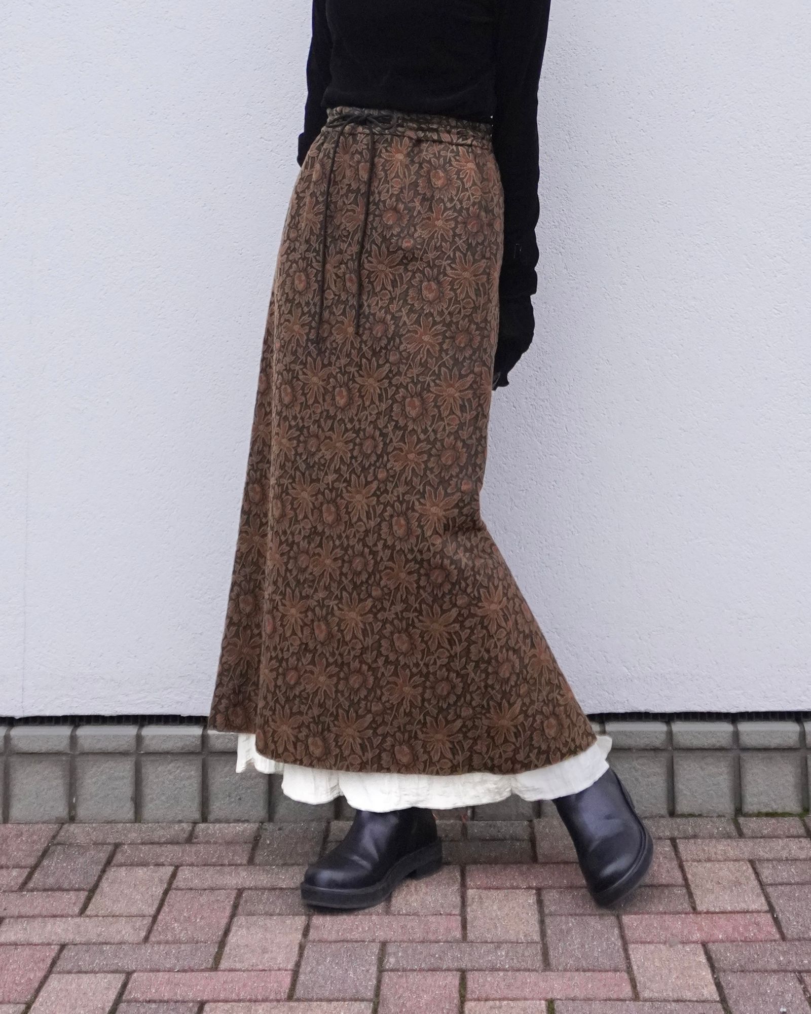 Adam jacquard long skirt / アダムジャカードロングスカート (ブラウン)