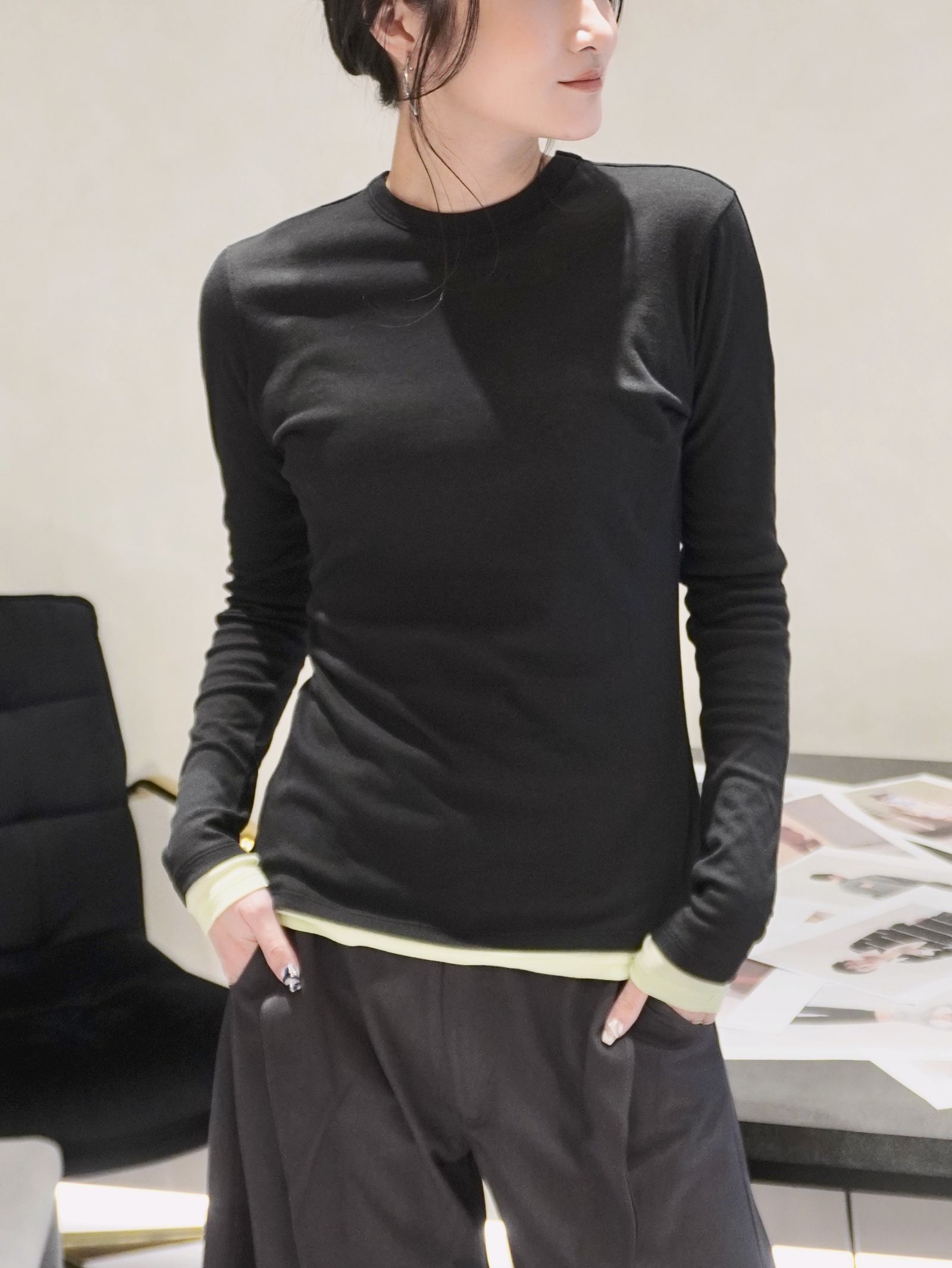 organic cotton fraise flip top / オーガニックコットン フレーズフリップトップス (ブラック)