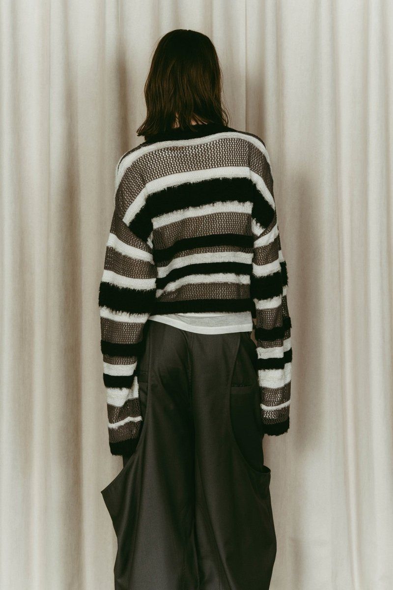 double-faced border knit / ダブルフェイス ボーダーニット (Black) / 26SS