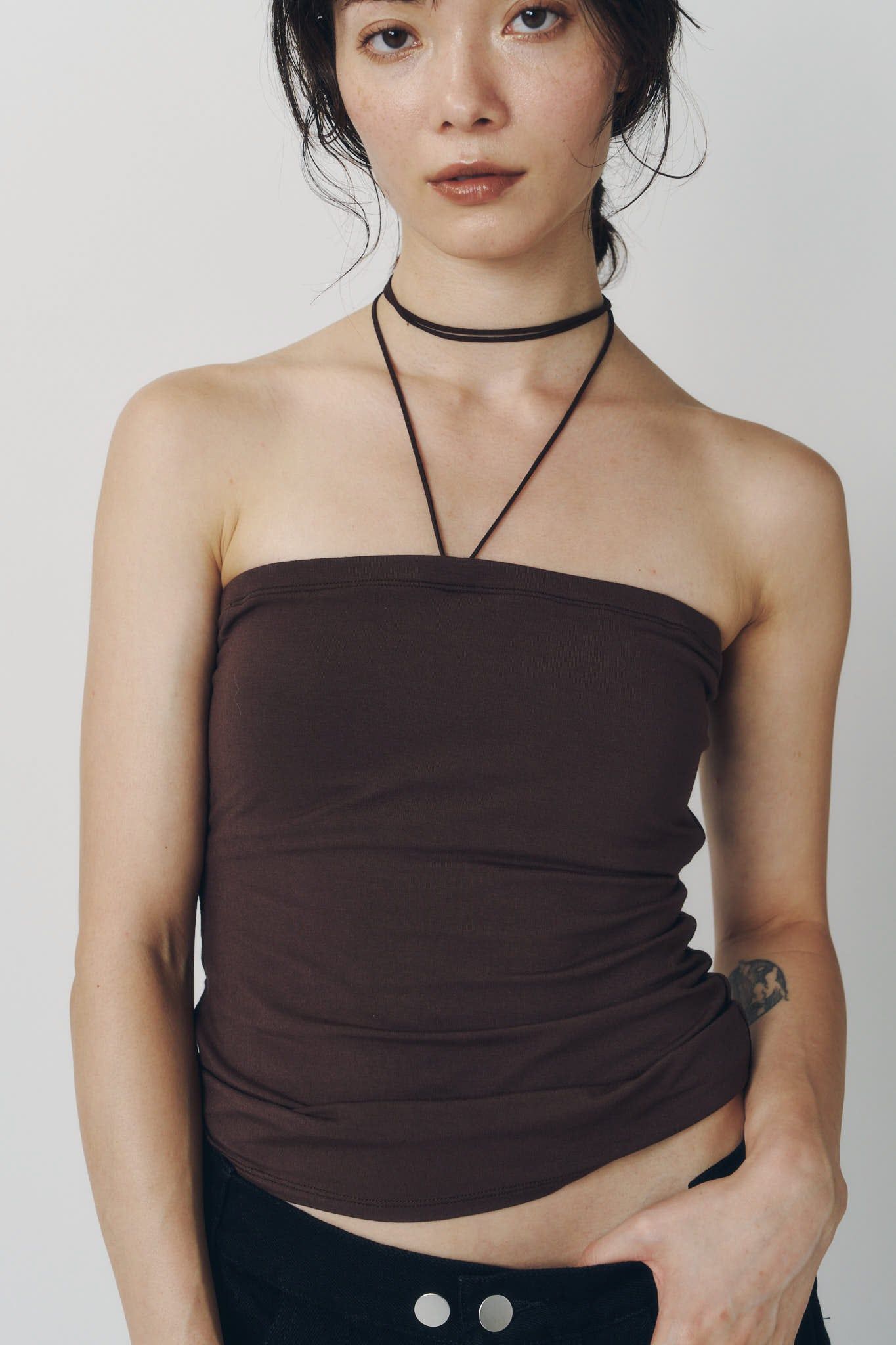 メニーウェイ ブラトップ (ブラウン) many way bra top (Brown) / 26AW