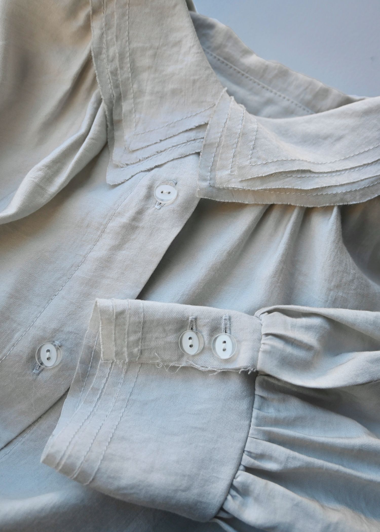 collar & cuffs triple layered over SH (Sage) / トリプルレイヤード オーバーシャツ (セージ) / 26SS