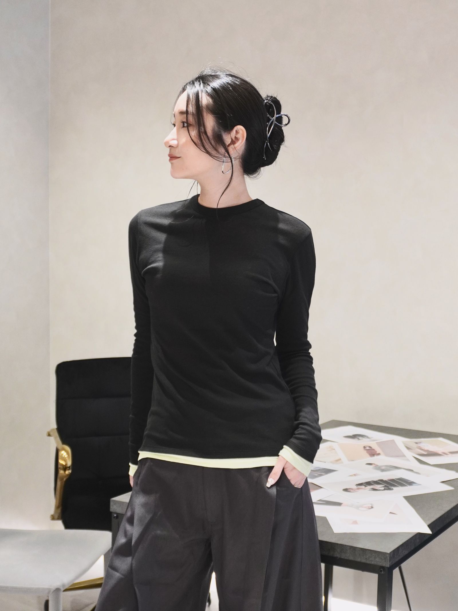 organic cotton fraise flip top / オーガニックコットン フレーズフリップトップス (ブラック)