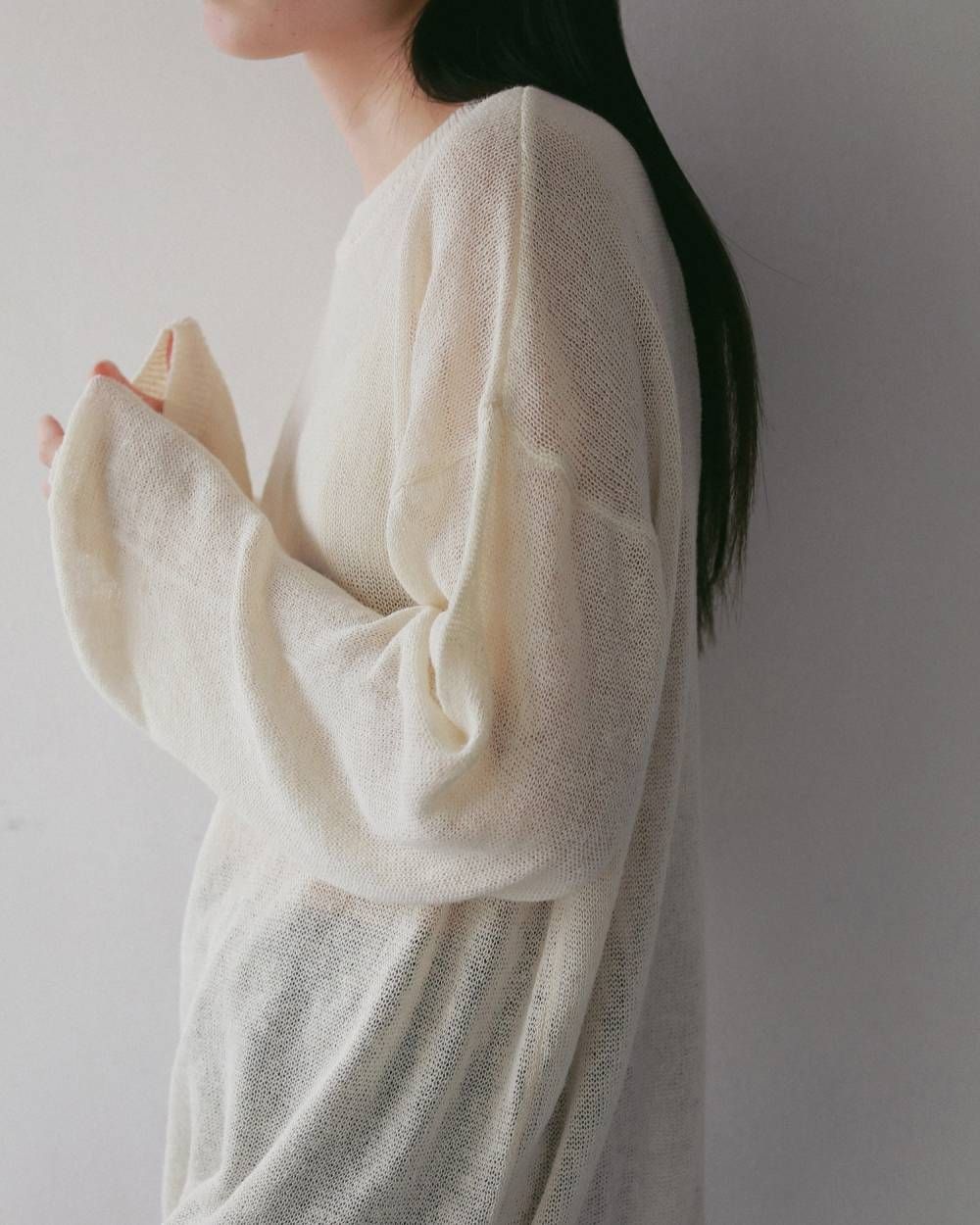 コットンリネン ルーズニット (アイボリー) Cottonlinen Loose Knit (Ivory) / 27SS