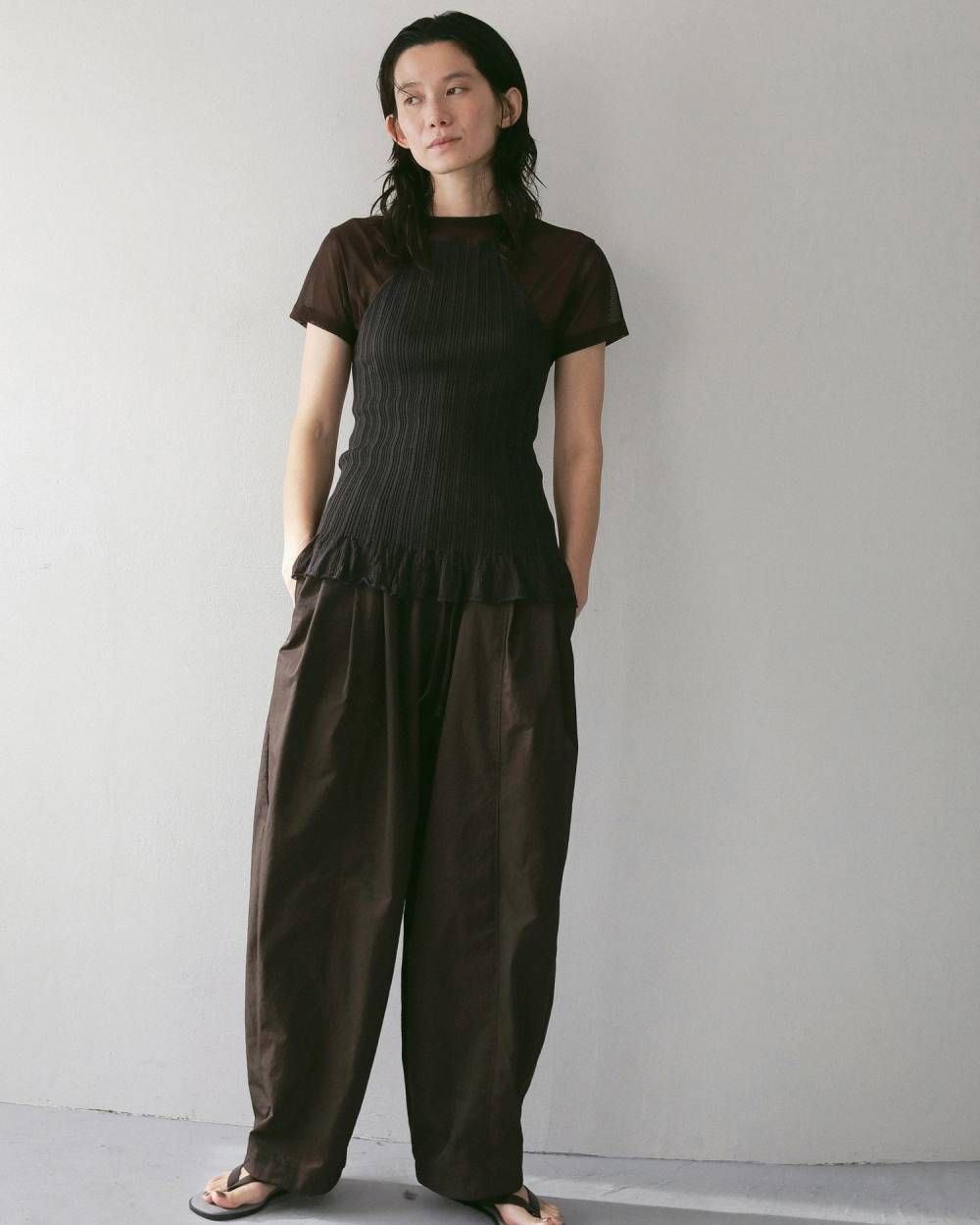 シアーチュールTシャツ (ブラウン) Sheer Tulle T-shirts (Brown) / 27SS