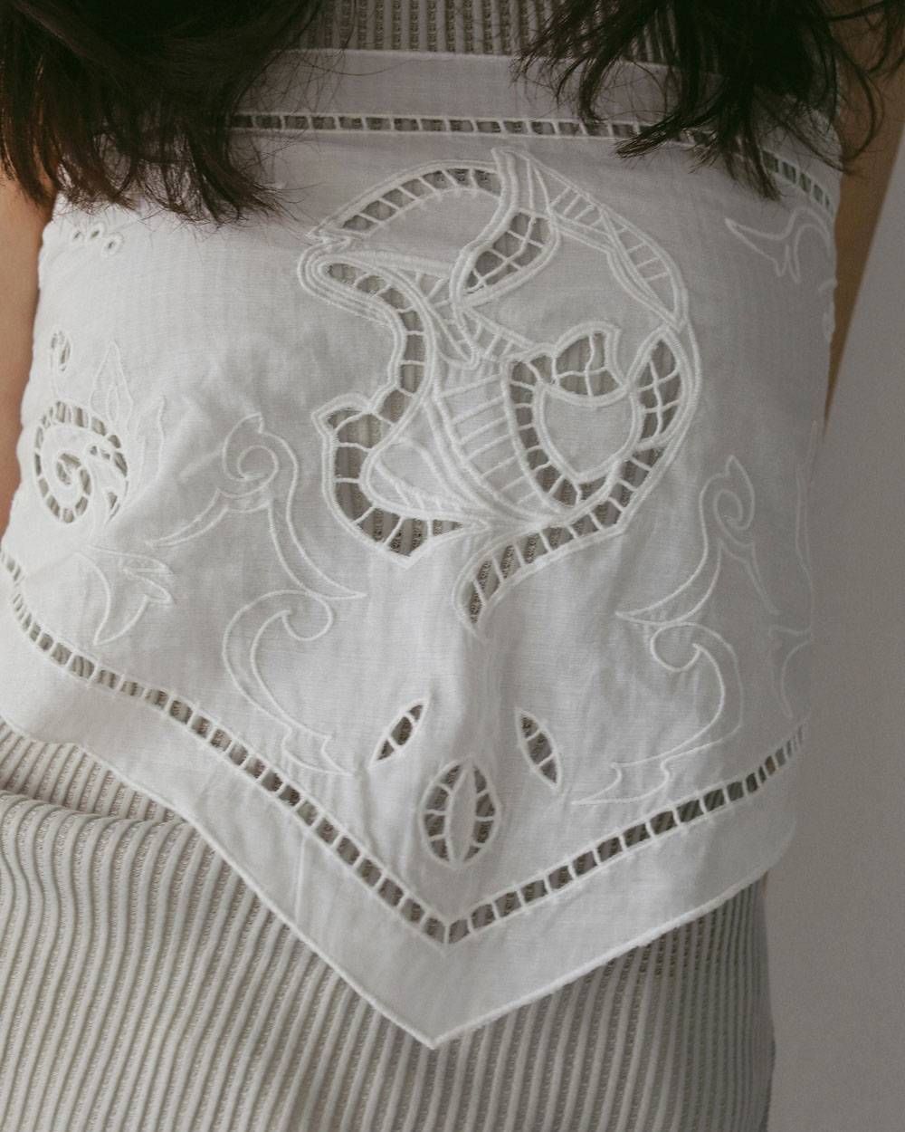 カットワークスカーフ (ホワイト) Cutwork Scarf (White) / 27SS