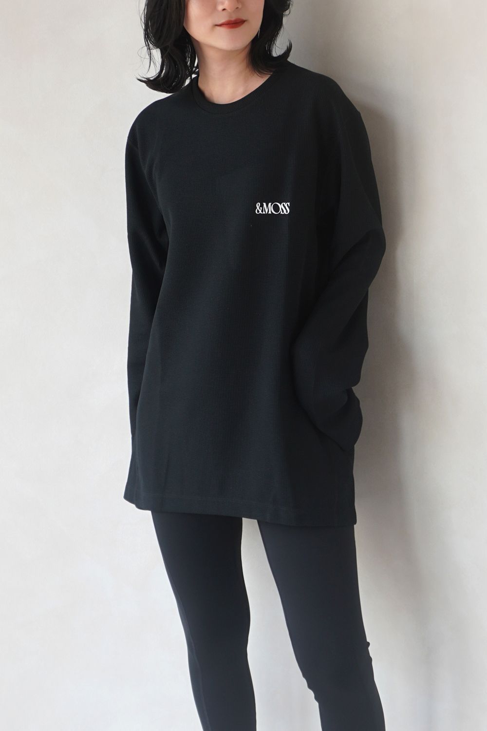 DRY WAFFLE LONG SLEEVE T-SHIRTS / ドライワッフル ロングスリーブTシャツ (ブラック) / ユニセックス