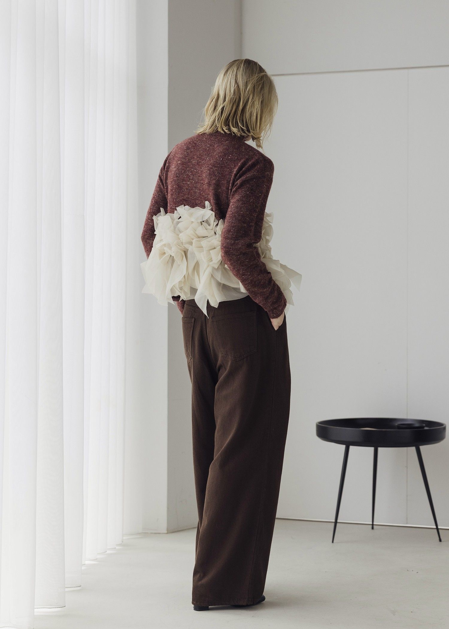 gradation frill bottleneck knit / グラデーション フリルニット (ザクロ) / 25AW