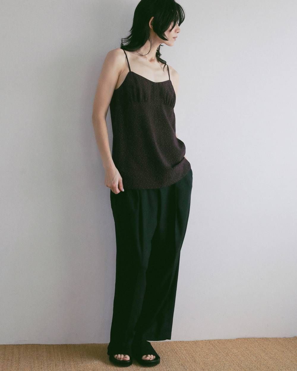 ドットジャガード キャミソールトップス (ブラウン) Dotjacquard Camisole Tops (Brown) / 27SS