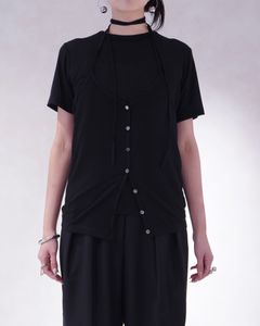 レイヤードカットトップス (ブラック) LAYERED CUT TOPS (Black) /  26SS