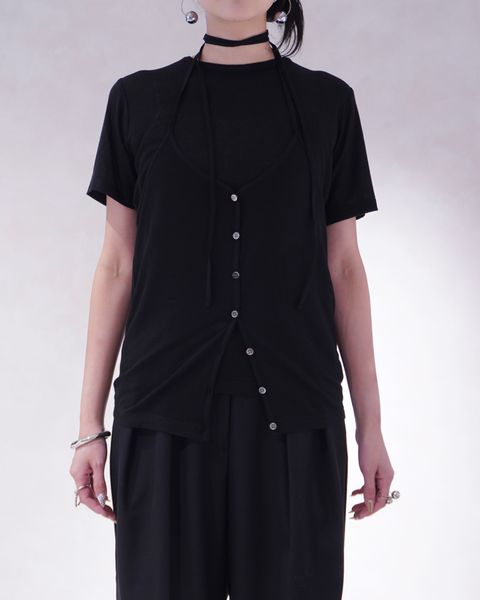 レイヤードカットトップス (ブラック) LAYERED CUT TOPS (Black) /  26SS