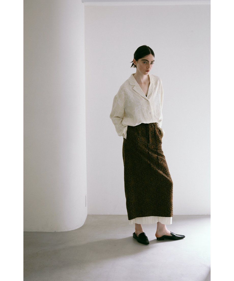 Adam jacquard long skirt / アダムジャカードロングスカート (ブラウン)