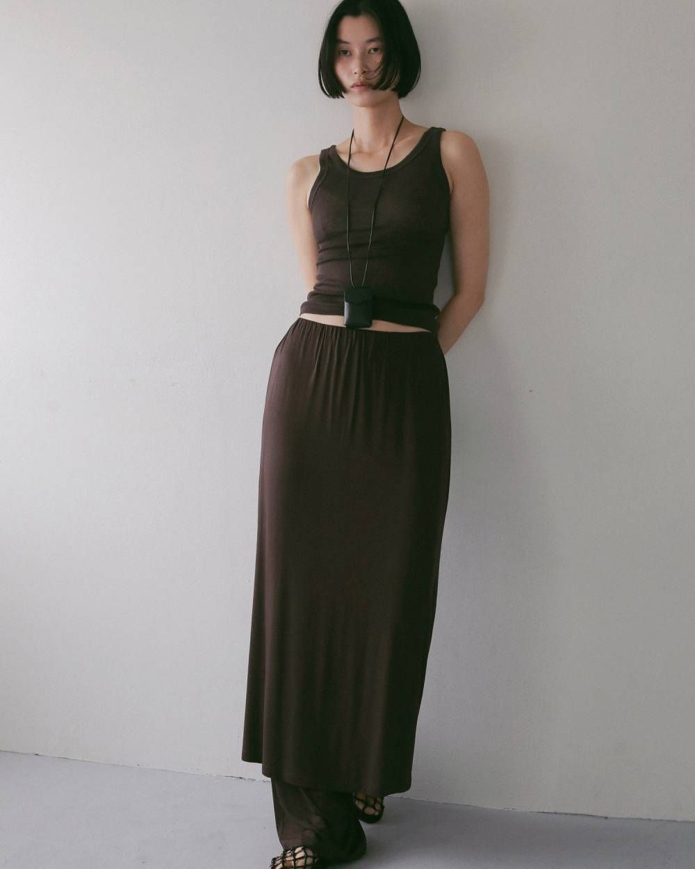 ウールタンクトップ (ブラウン) Wool Rib Tanktop (Brown) / 27SS