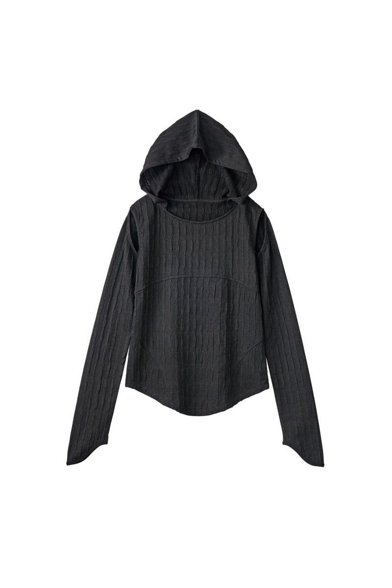 hooded jacquard top (Black) / ジャガード フーディトップス (ブラック) / 26SS