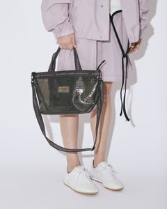plaid vinyl logo tape bag M / ロゴテープバッグ M (ブラック)