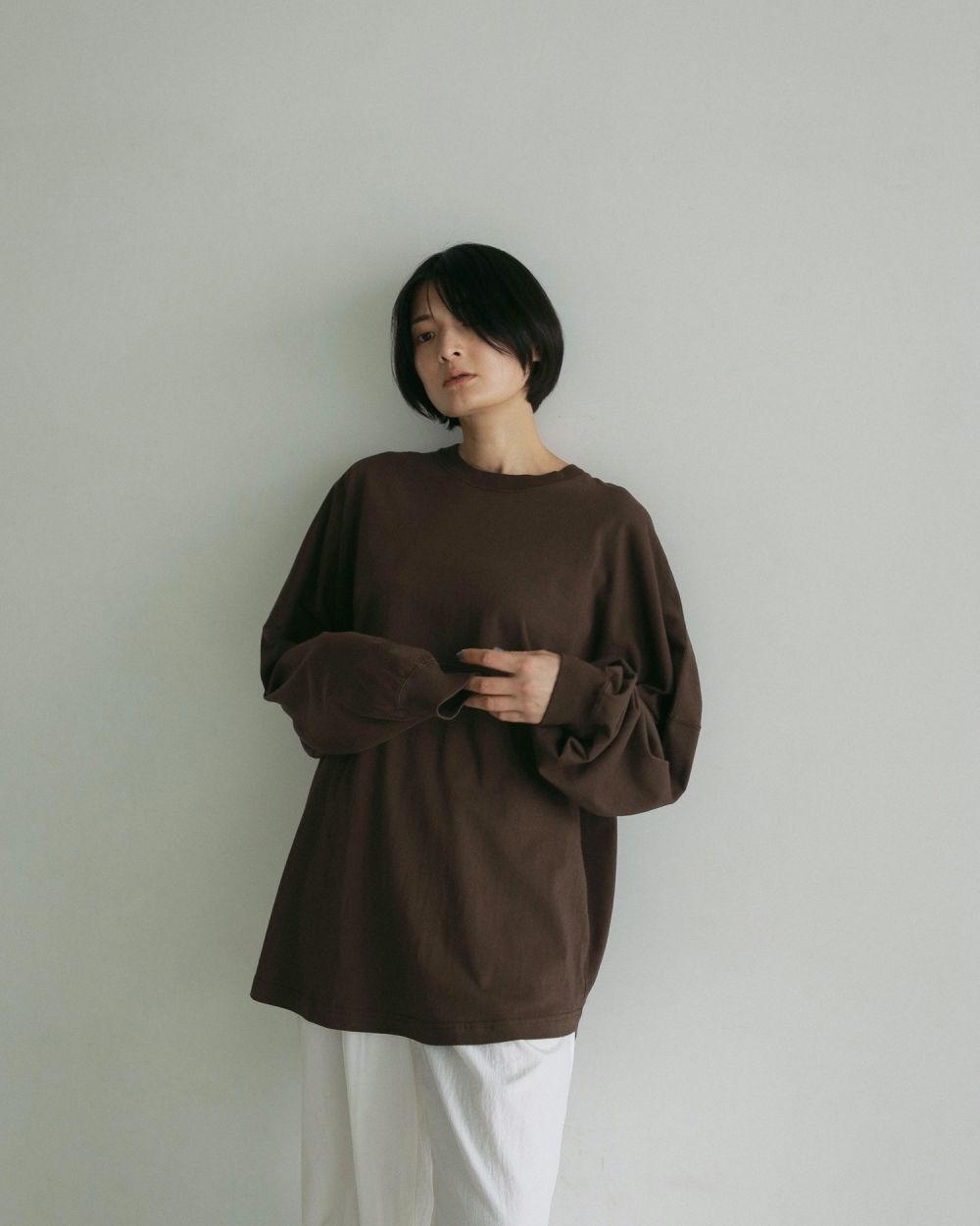 Pattern Big Long T-shirts / パターン ビッグ ロングスリーブTシャツ (ブラウン)