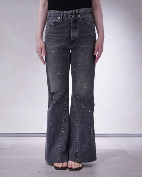 フレアジーンズ トラウザーズデニム (ダメージグレー) FLARE JEAN TROUSERS (Distressed gray) /  レディース