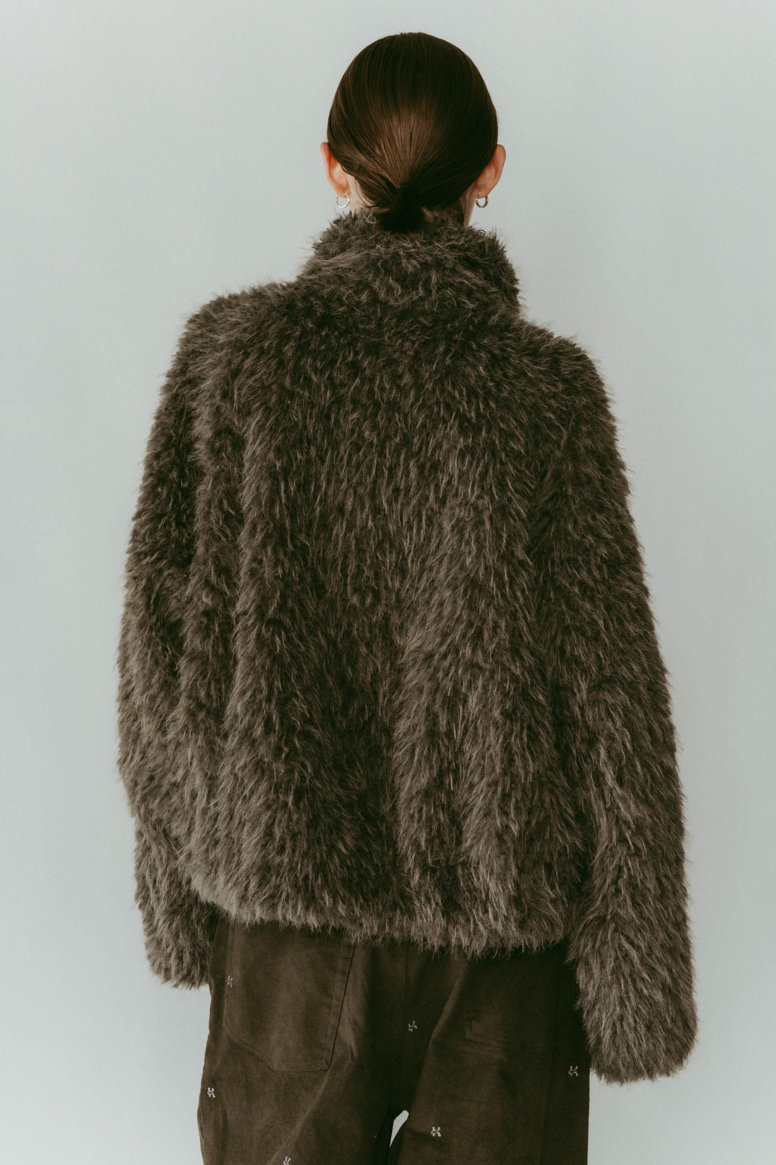 shaggy stand collar coat / シャギースタンドカラーコートブルゾン (グレー) / 25AW