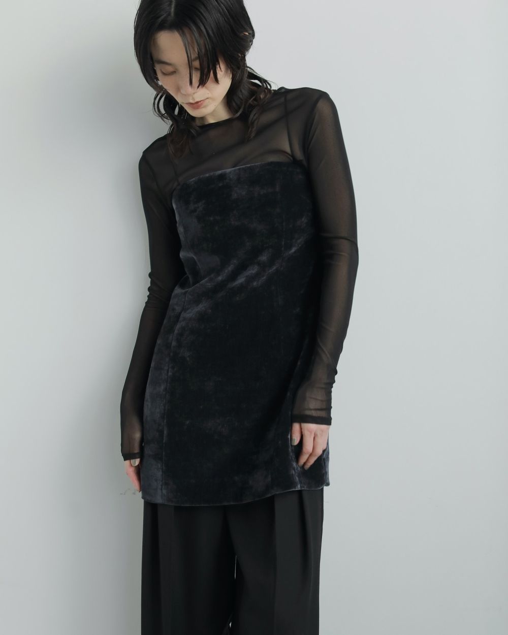 2way Sheer Tops / 2ウェイ シアートップス (ブラック)