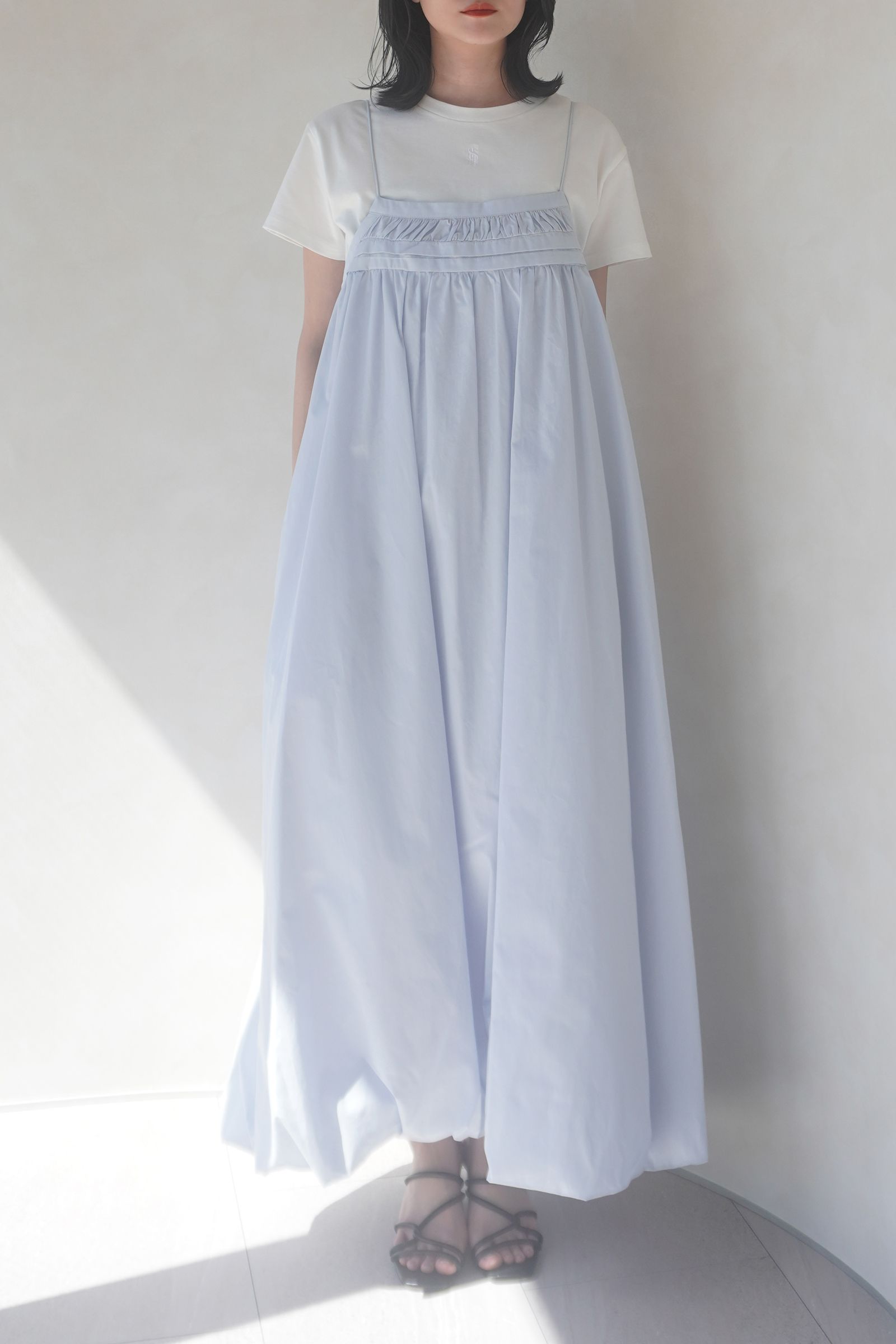 TUCK GATHER BALLOON DRESS / タックギャザー バルーンドレス (ライトブルー)