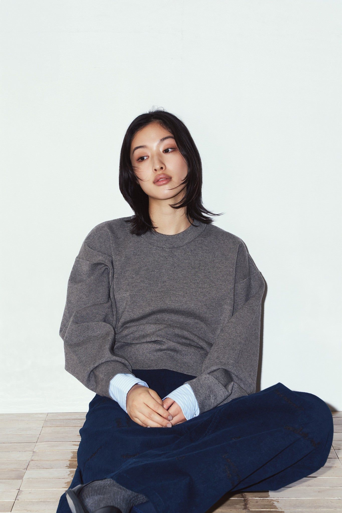 【LADIESサイズ】2ウェイ ノームコア ニット (グレー) 2way cuffs normcore knit (Gray) / 26AW