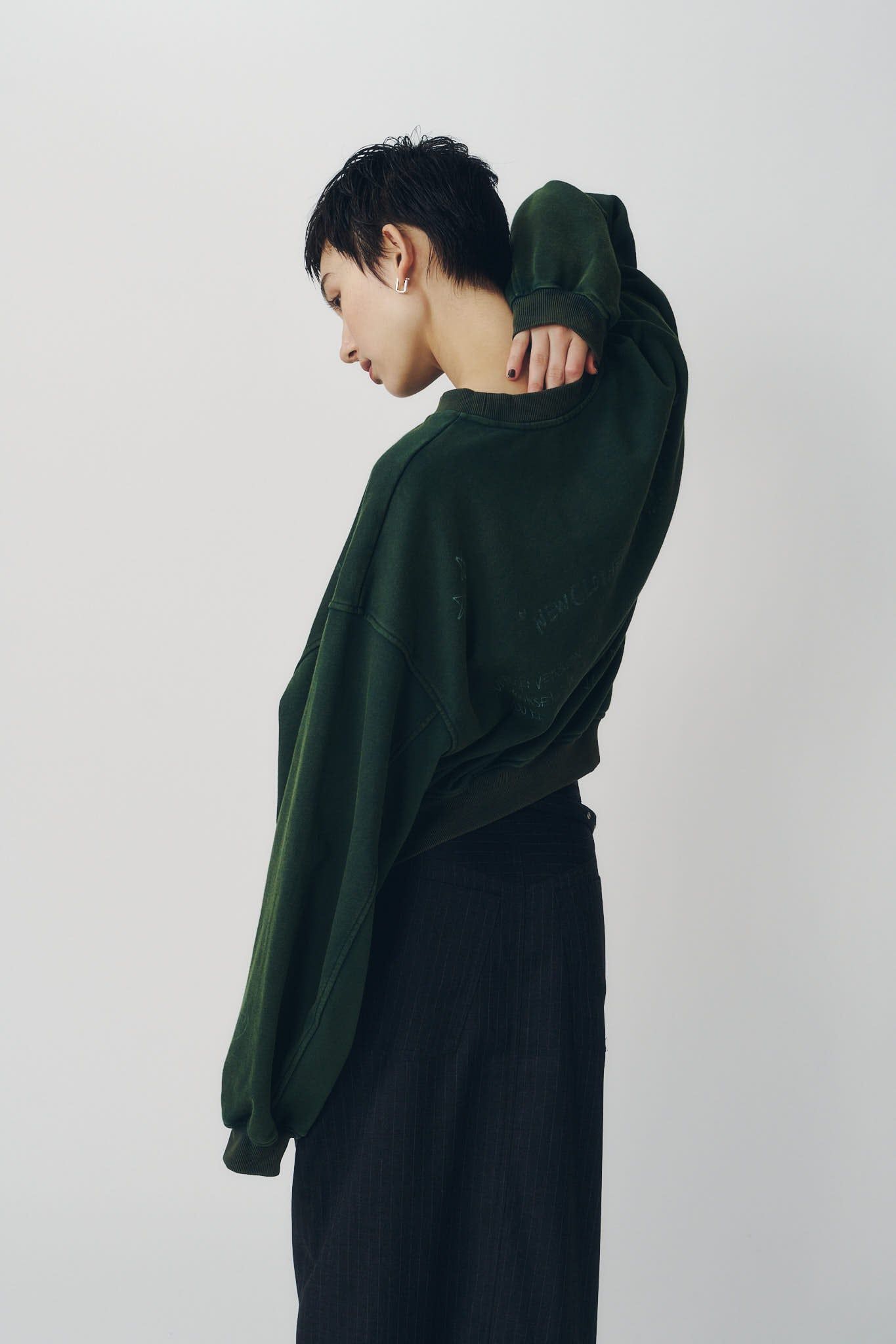 メッセージ スウェット (グリーン) message sweatshirt(unisex) (Green) / 26AW