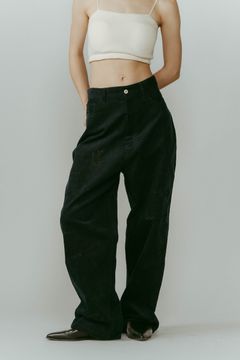 embroidered corduroy pants / レタリング刺繍 コーデュロイパンツ (ネイビー) / 25AW