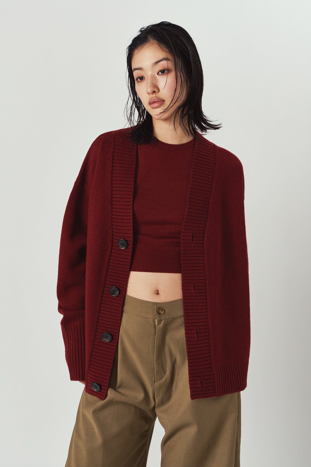 2ピース カーディガン (レッド) 2-piece cardigan (Red) / 26AW