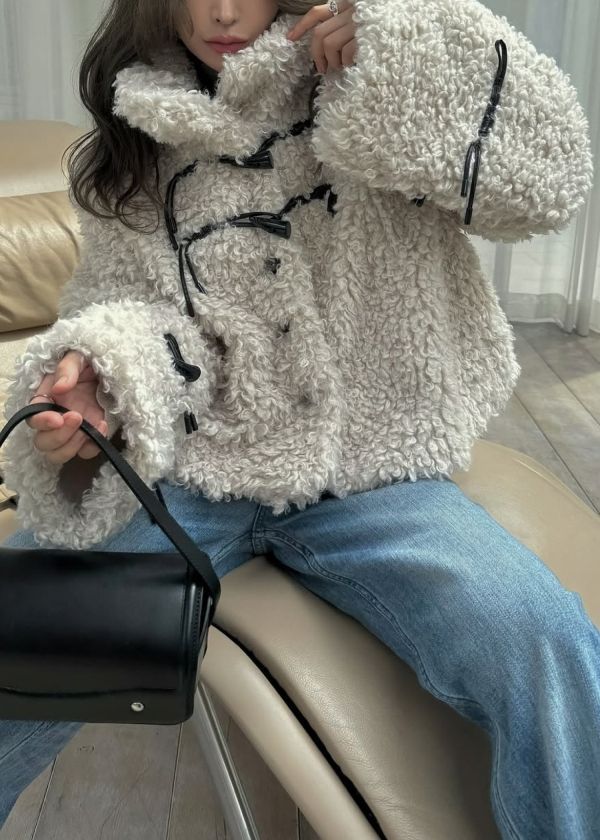 poodle fur cord toggle short JK / プードルファー トグルショートジャケットコート (シェル) / 25AW