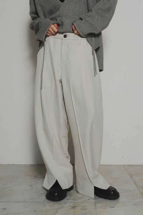 front slit pants (unisex) / フロントスリットパンツ (クリーム)