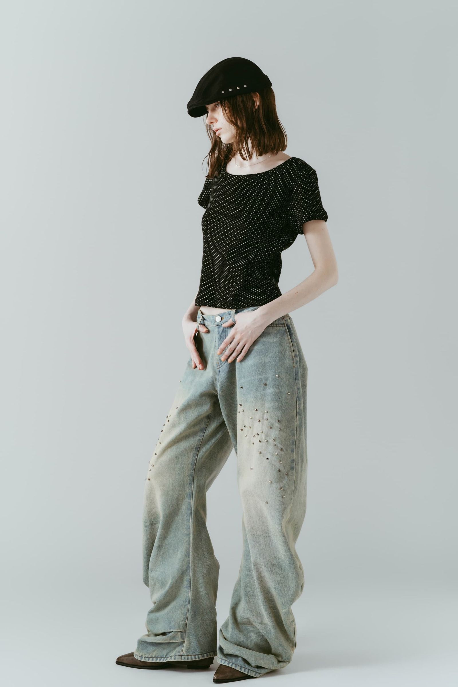 レイヤード クルーネックTシャツ (ドット) layered crewneck tee (Dot) /  26SS