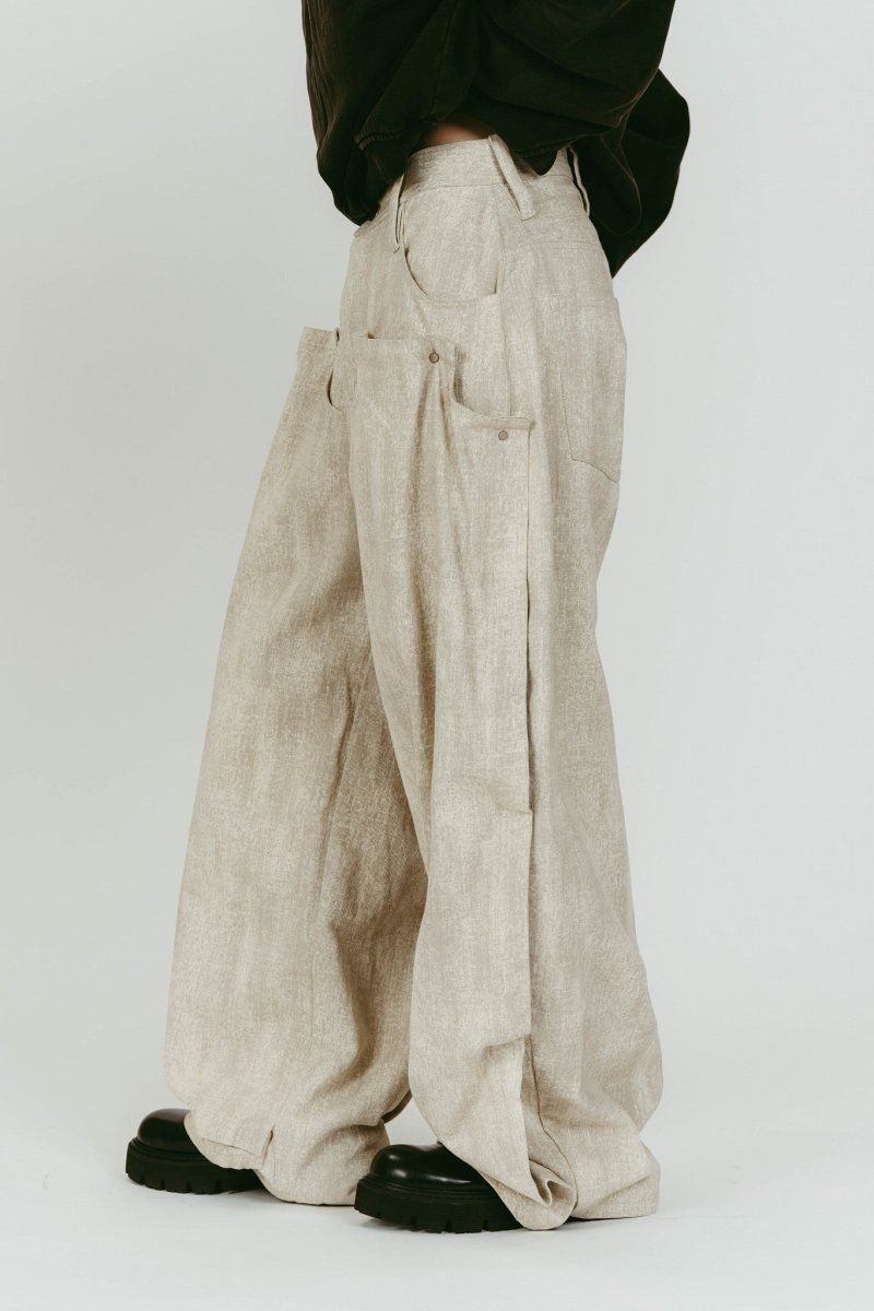 cling drape denim pants(unisex) (Greige) / ドレープデニムパンツ (グレージュ) / 26SS