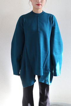 COCOON SLEEVE DESIGN KT / コクーンスリーブデザインニット (ターコイズ) / 体型カバー