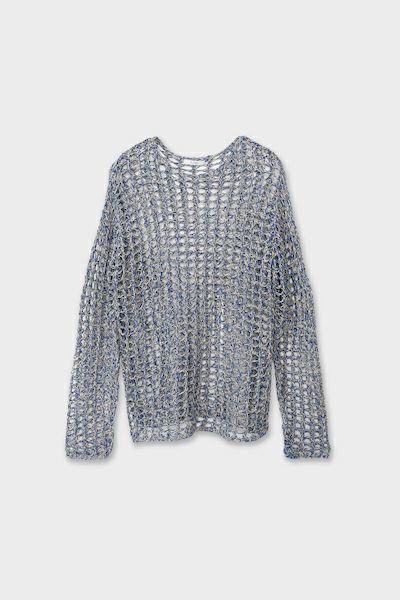 【25SS】LACE KNIT / クルーネックレースニット (ブルー/ベージュ)