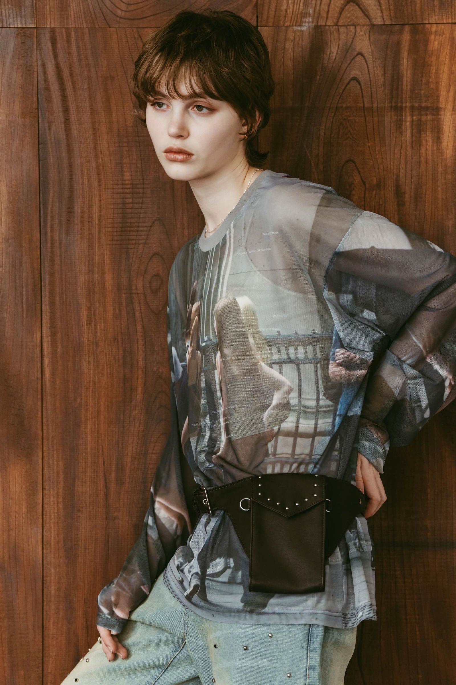 シアープリント ロングスリーブTシャツ (ガールズ) school sheer long-sleeve tee(unisex) (Girls) /  26SS