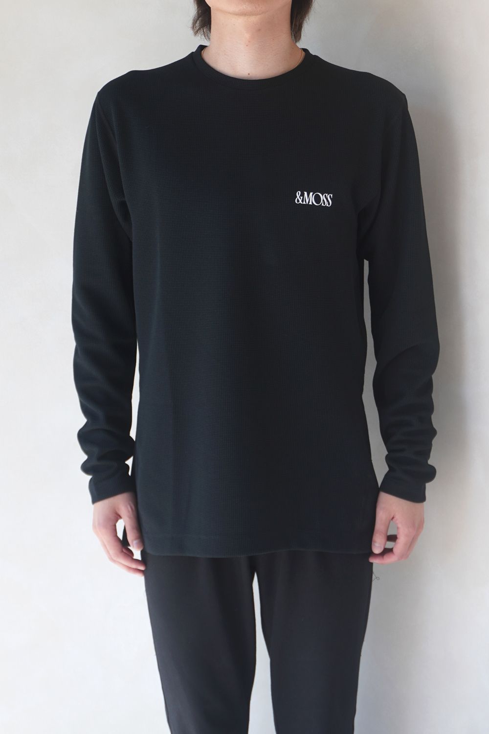 DRY WAFFLE LONG SLEEVE T-SHIRTS / ドライワッフル ロングスリーブTシャツ (ブラック) / ユニセックス